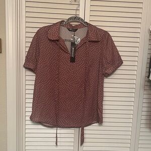 Allegra Maroon Polka Dot Blouse